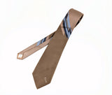1970s Vintage Lilly Daché Geometric Necktie, Disco Era Brown and Blue Polyester and Silk Blend Abstract Men's Tie