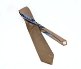 1970s Vintage Lilly Daché Geometric Necktie, Disco Era Brown and Blue Polyester and Silk Blend Abstract Men's Tie