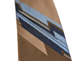 1970s Vintage Lilly Daché Geometric Necktie, Disco Era Brown and Blue Polyester and Silk Blend Abstract Men's Tie