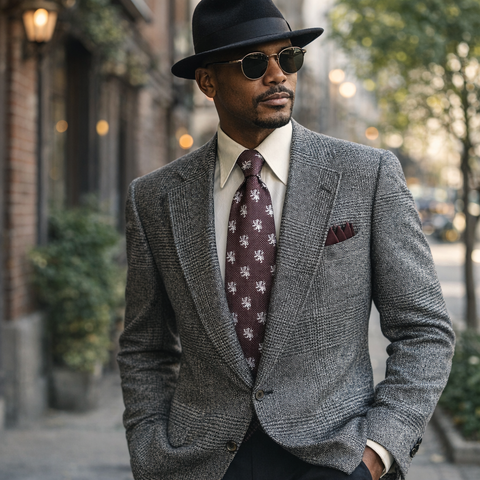 1980s Vintage TWEED Gray and Teal Houndstooth Men's Suit Jacket / Blazer / Sport Coat By Racquet Club for Dillard's - Size 46 (XL)