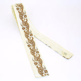 1950s Square Paisley Tie Mens Vintage 50s Off white Cotton Square Bottom Skinny Narrow Tie with Brown & Black Screen Printed Paisley Designs
