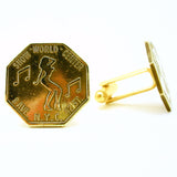 1 Pair Mens Vintage Peepshow Cufflinks Gold Tone Metal Cufflink Set Made of Peep Show Tokens from Show World Center Times Square, New York City