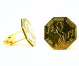 1 Pair Mens Vintage Peepshow Cufflinks Gold Tone Metal Cufflink Set Made of Peep Show Tokens from Show World Center Times Square, New York City