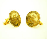 1 Pair Vintage Peepshow Cufflinks Gold Tone Metal Mens Cufflink Set Made of 1970s Vintage Brass Peep Show Tokens
