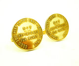 1 Pair Vintage Peepshow Cufflinks Gold Tone Metal Mens Cufflink Set Made of 1970s Vintage Brass Peep Show Tokens