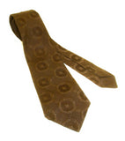 1970s Brown Textured Polyester Tie Mens Vintage Disco Era Necktie