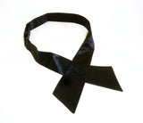 Satin Continental Tie Mens Vintage Black Crossover Rockabilly Snap Bowtie