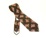 1970s Wide Silk Paisley Tie Mens Vintage Black Necktie with Silver & Pink Paisley Designs Morris' Ithaca New York