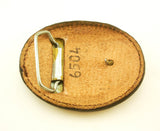 1970s Leather Belt Buckle Mens Vintage Cowboy Western Belt Buckle with tooled Buffalo Indian Head nickel 1930 design