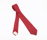 1950s Skinny Red Paisley Tie Mad Men Era Mid Century Red & Black Paisley Narrow Mens Vintage Necktie
