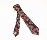 1950s Skinny Paisley Tie Mad Men Era Mid Century Modern Mod Black,Red & White Paisley Narrow Mens Vintage Necktie by RESILIO