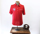 1970s Men's Masonic Shirt Vintage Red Short Sleeve Pullover Shirt from Elks Lodge 2103 Carmichael, California BPOE - Size MEDIUM