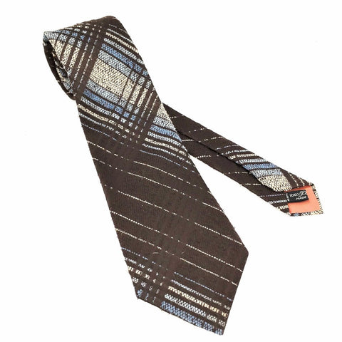1970s Wide Brown Knit Tie Men's Vintage Disco Era Woven Textured Polyester Wide Necktie Made in ITALY