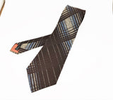 1970s Wide Brown Knit Tie Men's Vintage Disco Era Woven Textured Polyester Wide Necktie Made in ITALY