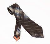 1970s Wide Brown Knit Tie Men's Vintage Disco Era Woven Textured Polyester Wide Necktie Made in ITALY