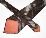 1970s Wide Brown Knit Tie Men's Vintage Disco Era Woven Textured Polyester Wide Necktie Made in ITALY