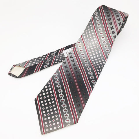 1970s Gray Paisley Necktie Men's Vintage Wide Disco Era 100% Polyester Tie by Pedigree for The Denver Men's Store