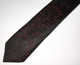 1980s Vintage Black & Red Skinny Necktie Super Narrow Shiny Men's Vintage Tie with marble designs by Doneagle