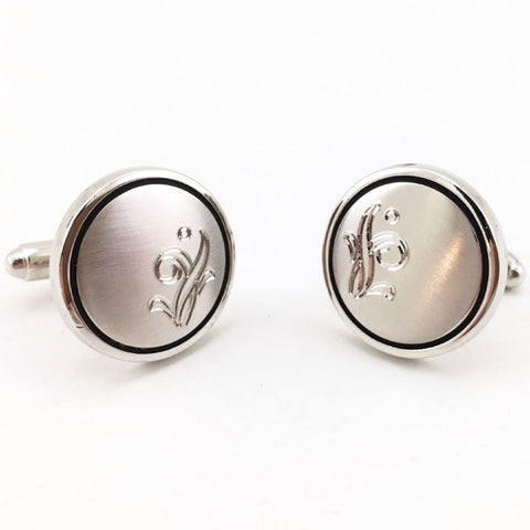 1960s ANSON Floral Cufflink Set Silver Tone Metal Etched Mad Men Mid Century Men's Vintage Cufflinks by Anson