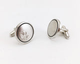 1960s ANSON Floral Cufflink Set Silver Tone Metal Etched Mad Men Mid Century Men's Vintage Cufflinks by Anson