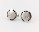 1960s ANSON Floral Cufflink Set Silver Tone Metal Etched Mad Men Mid Century Men's Vintage Cufflinks by Anson