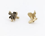 1960s Gold Poodle Cufflinks Men's Vintage Gold Tone Metal Cufflink Set with Goofy Cartoon Dog Heads