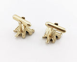 1960s Gold Poodle Cufflinks Men's Vintage Gold Tone Metal Cufflink Set with Goofy Cartoon Dog Heads