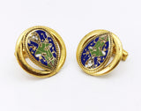 1960s 12 Karat Gold Filled Cufflinks with Enamel Men's Vintage Mad Men Era Cuff Link Set with abstract enameled mosaic design
