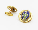 1960s 12 Karat Gold Filled Cufflinks with Enamel Men's Vintage Mad Men Era Cuff Link Set with abstract enameled mosaic design