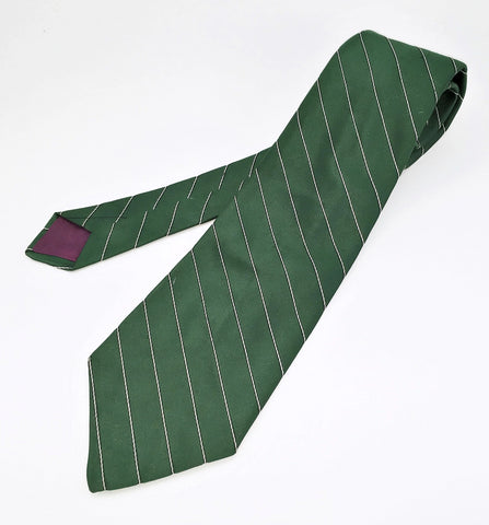 1970s Esquire Wide Striped Tie Men's Vintage Disco Era Green & White Striped Polyester Necktie