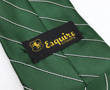1970s Esquire Wide Striped Tie Men's Vintage Disco Era Green & White Striped Polyester Necktie