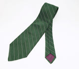1970s Esquire Wide Striped Tie Men's Vintage Disco Era Green & White Striped Polyester Necktie