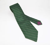 1970s Esquire Wide Striped Tie Men's Vintage Disco Era Green & White Striped Polyester Necktie