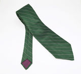 1970s Esquire Wide Striped Tie Men's Vintage Disco Era Green & White Striped Polyester Necktie