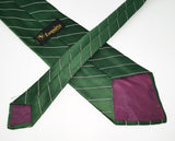 1970s Esquire Wide Striped Tie Men's Vintage Disco Era Green & White Striped Polyester Necktie