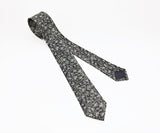 1950s-60s MOD Silver Sharkskin Tie Mad Men Era Skinny Narrow Gray & Silver Men's Vintage Necktie