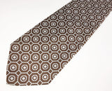 1970s Wide Brown Polyester Tie Men's Disco Era Vintage Necktie with Woven Silver Dot Designs