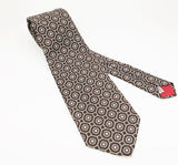 1970s Wide Brown Polyester Tie Men's Disco Era Vintage Necktie with Woven Silver Dot Designs