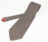 1970s Wide Brown Polyester Tie Men's Disco Era Vintage Necktie with Woven Silver Dot Designs