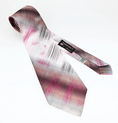1960s Mod TOWNCRAFT Tie Mad Men Era Men's Mid Century Modern Vintage Pink & Gray Imported Acetate Necktie by Penneys