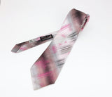 1960s Mod TOWNCRAFT Tie Mad Men Era Men's Mid Century Modern Vintage Pink & Gray Imported Acetate Necktie by Penneys