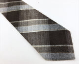1970s Plaid Wool Tie Men's Vintage Brown & Gray Wool Blend Necktie by Wembley