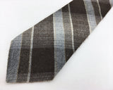 1970s Plaid Wool Tie Men's Vintage Brown & Gray Wool Blend Necktie by Wembley