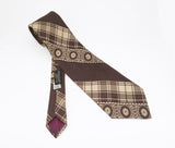 1970s WIDE Plaid Tie Men's Vintage Brown & Tan 100% Polyester Disco Era JCPenney Towncraft Necktie