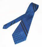 1960s Vintage Abstract Geometric Shiny Sharkskin type woven Men's Polyester Blue & Black Necktie