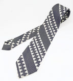 1960s Vintage Geometric Tie woven Men's Polyester Blue & White Necktie