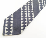 1960s Vintage Geometric Tie woven Men's Polyester Blue & White Necktie