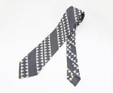 1960s Vintage Geometric Tie woven Men's Polyester Blue & White Necktie