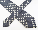 1960s Vintage Geometric Tie woven Men's Polyester Blue & White Necktie