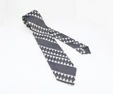 1960s Vintage Geometric Tie woven Men's Polyester Blue & White Necktie